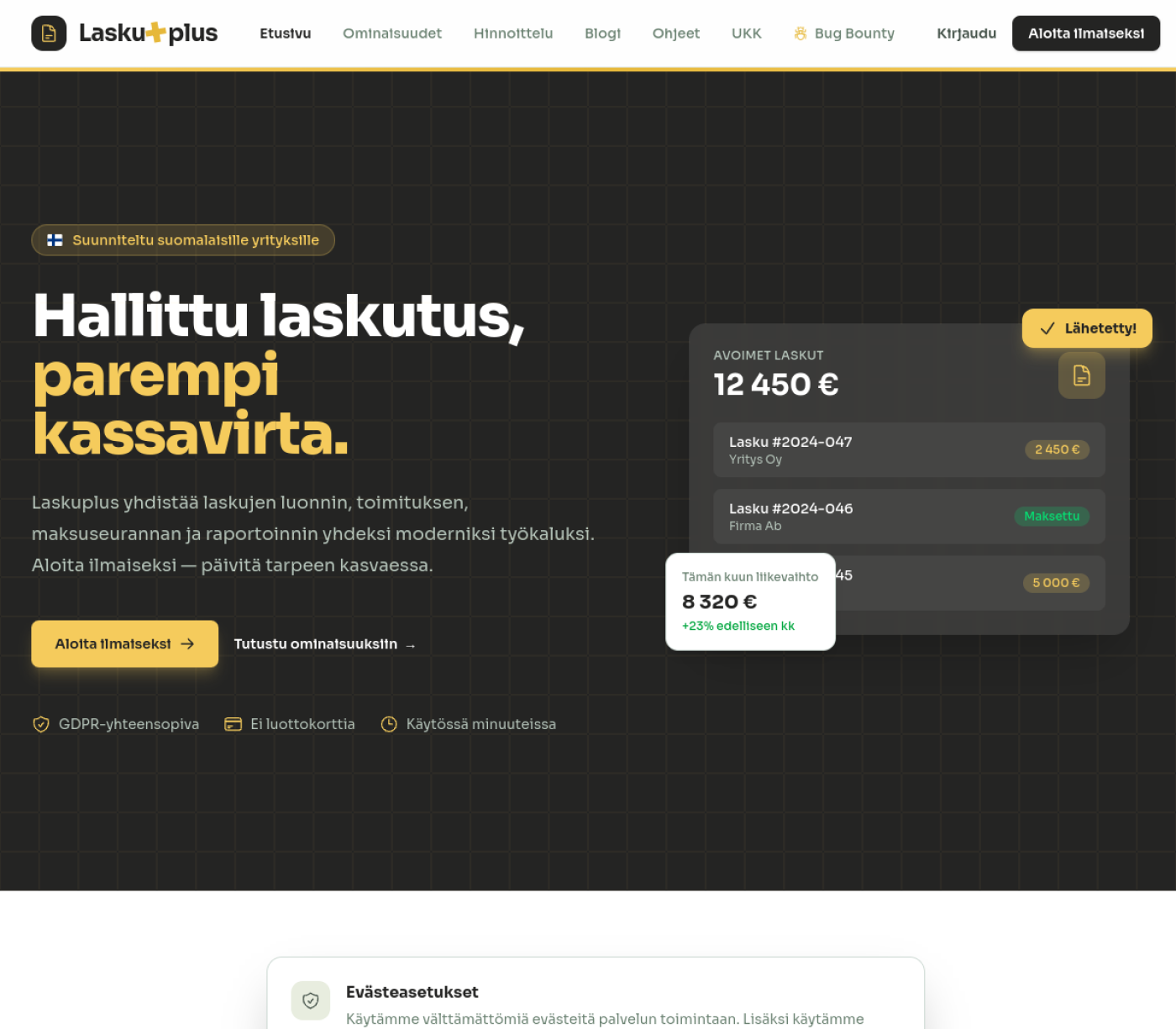 Kuvakaappaus: Laskuplus