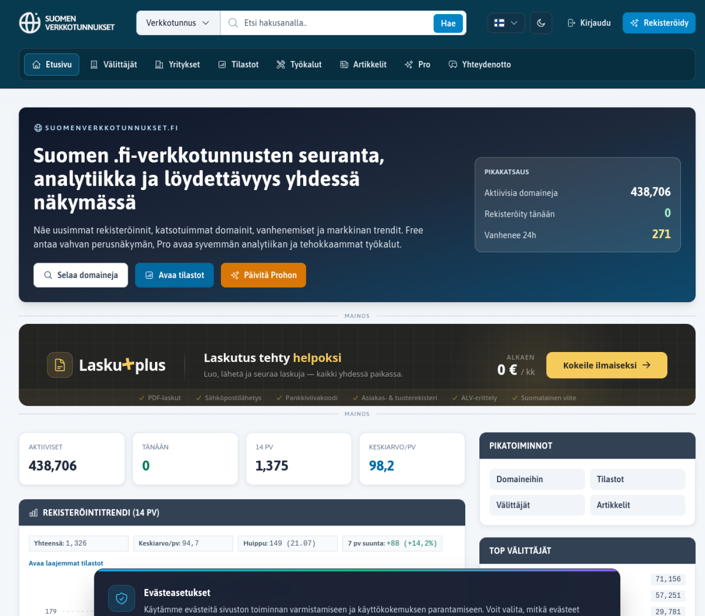 Kuvakaappaus: Suomen Verkkotunnukset